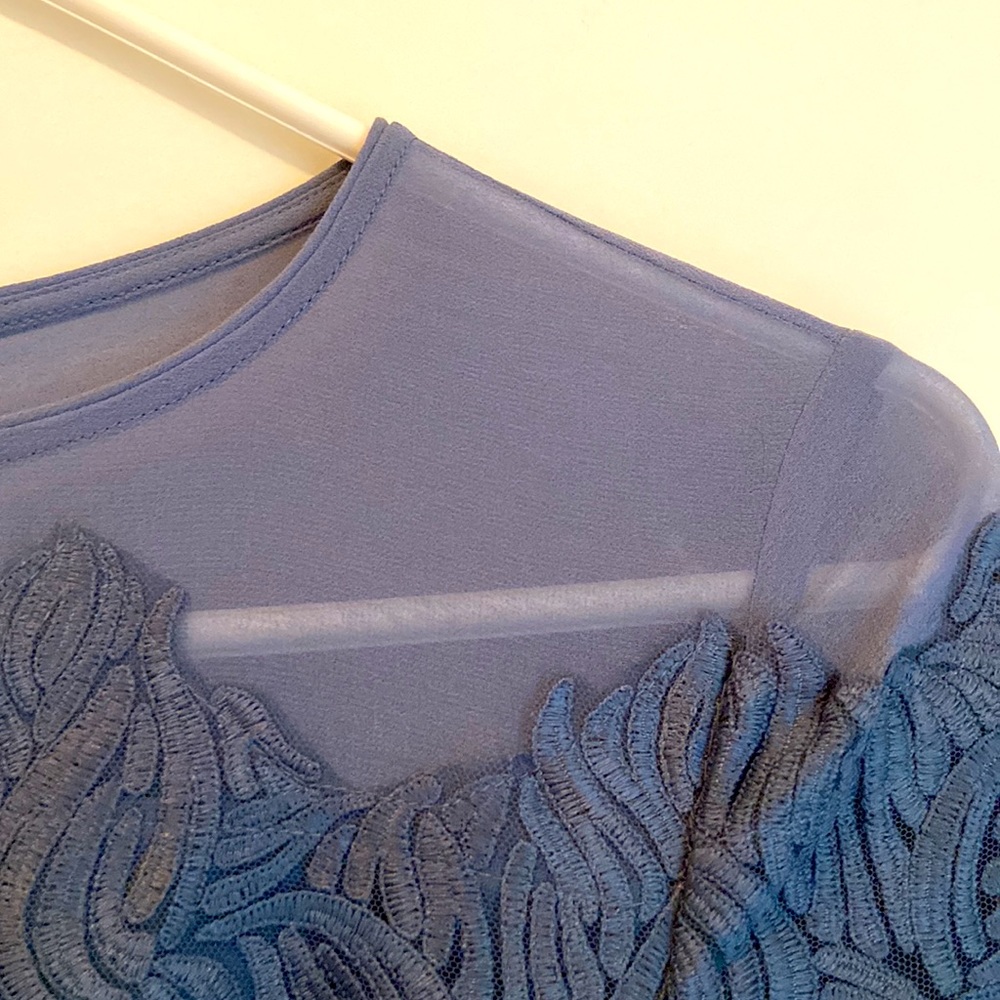 Reiss Bluish Grey Lace Appliqué Dress BNWOT - Picture 5 of 7